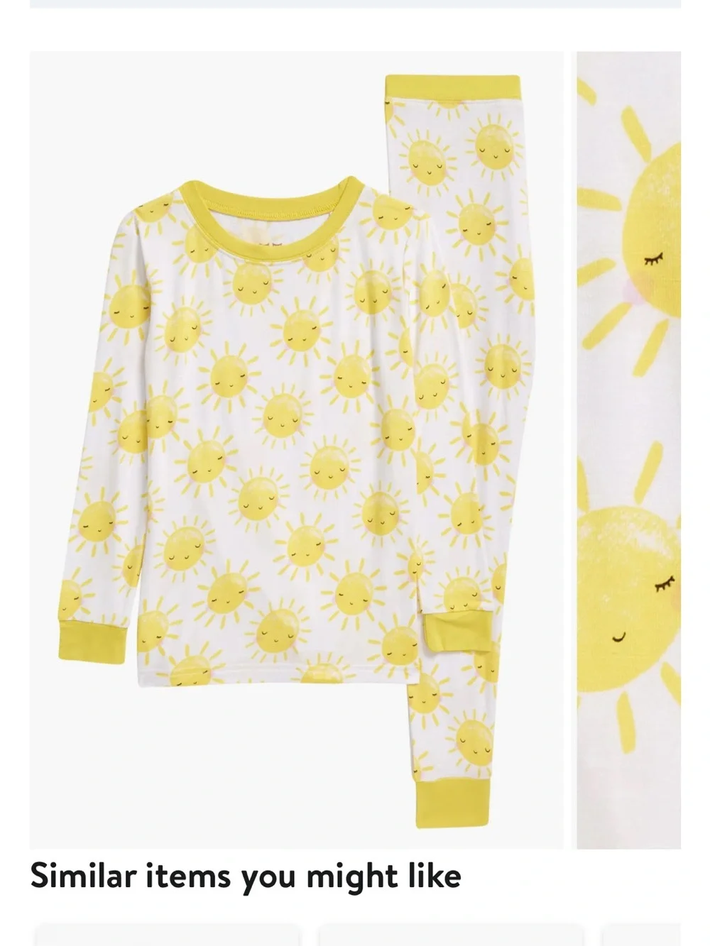 Little Sleepies White and Yellow Sun Print Long Sleeve Pajama Set unisex 2t